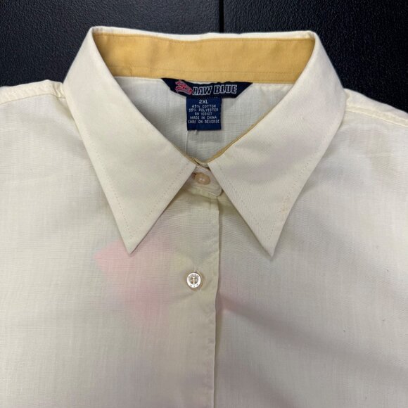 NWT Raw Blue Mens Size 2XL Pale Yellow Retro Vintage Style Button-Down Shirt - Picture 5 of 8